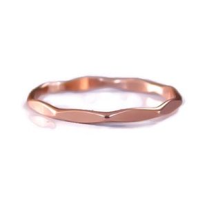 14K Rose GF Faceted Band Stackable Stacking Ring